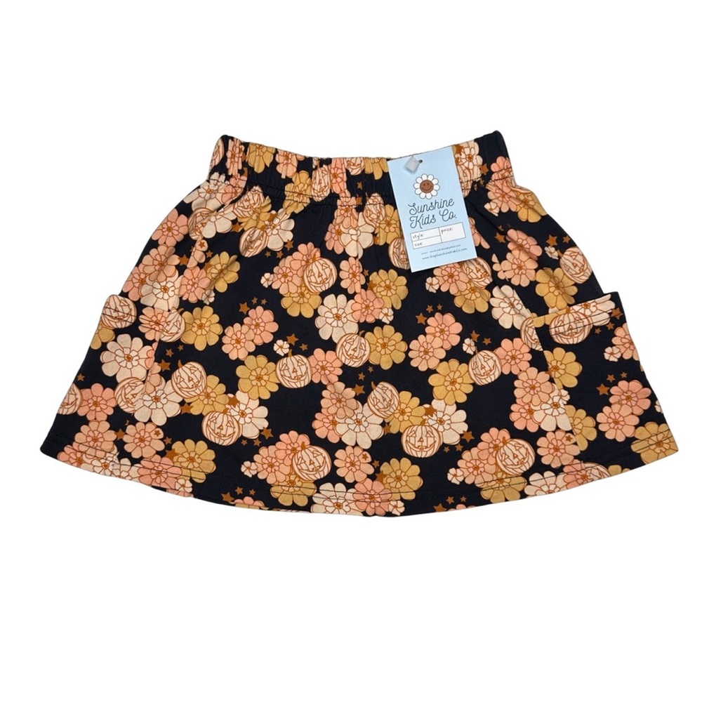 Sunshine Kids Co Hocus Pocus Twirl Skirt- pumpkin‎ floral